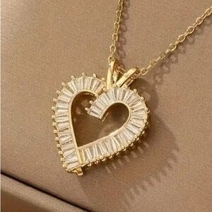 Diamond Heart Gold Toned Necklace
